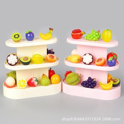 Mini-Simulations-Spielhaus Dreistöckiger Obstständer Banane Apfel Traube Kiwi Kinder-Puppenhaus Spielzeug-Ornament