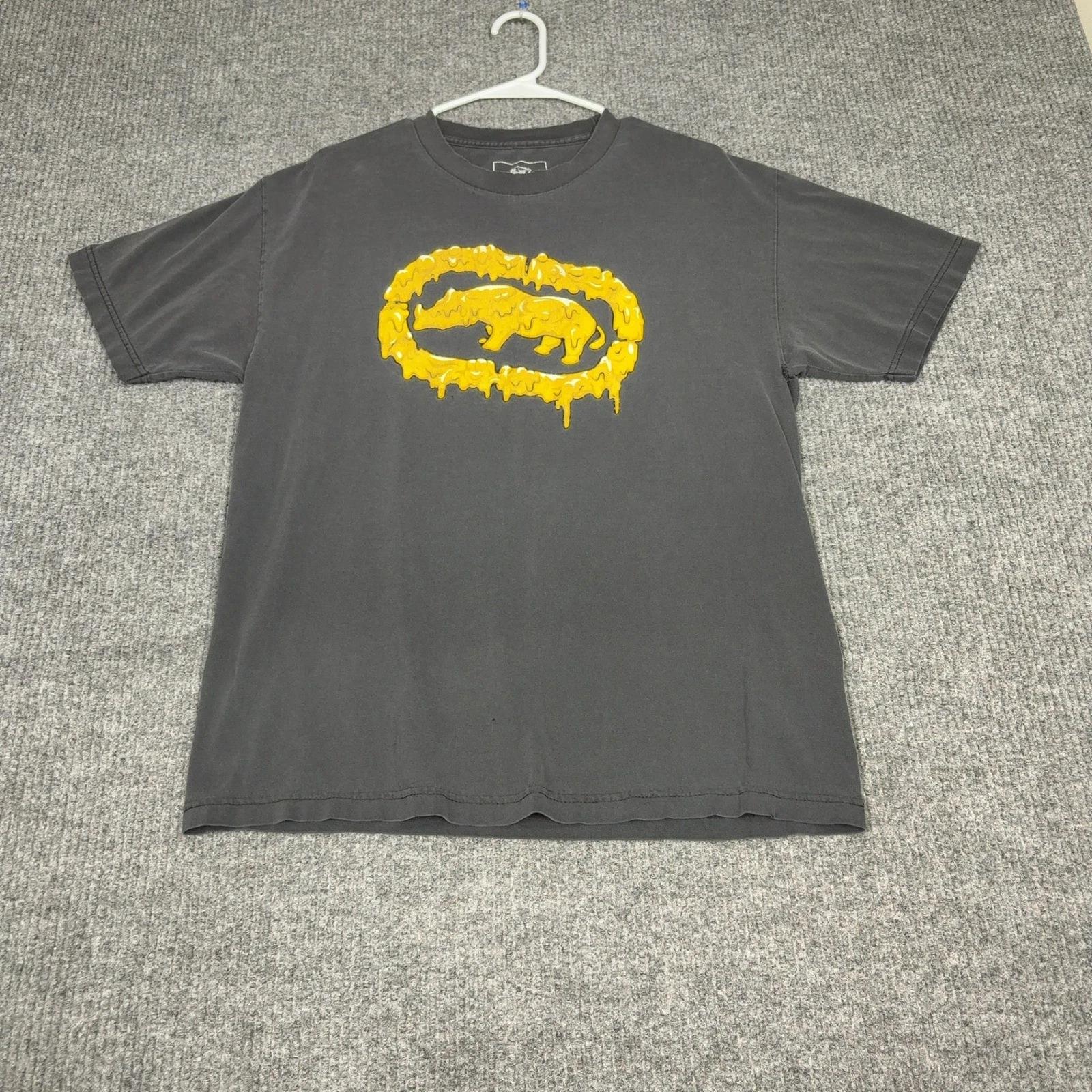 Y2K Ecko Unltd T Shirt Mens L Black Melting Rhino Graphic Distressed Streetwear L