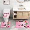3pcs The Fairly OddParents Pattern Flannel Nonslip Absorbent Washable Decorative Bathroom Home Toilet Seat Cover Mat