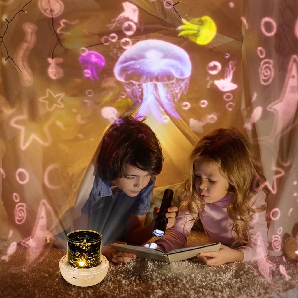 Planetarium with 15 Projection Films for Home Use, Popular and Authentic Designs, Jellyfish, Dolphin, Mermaid, Whale, Unicorn, Dinosaur, Kids' Night