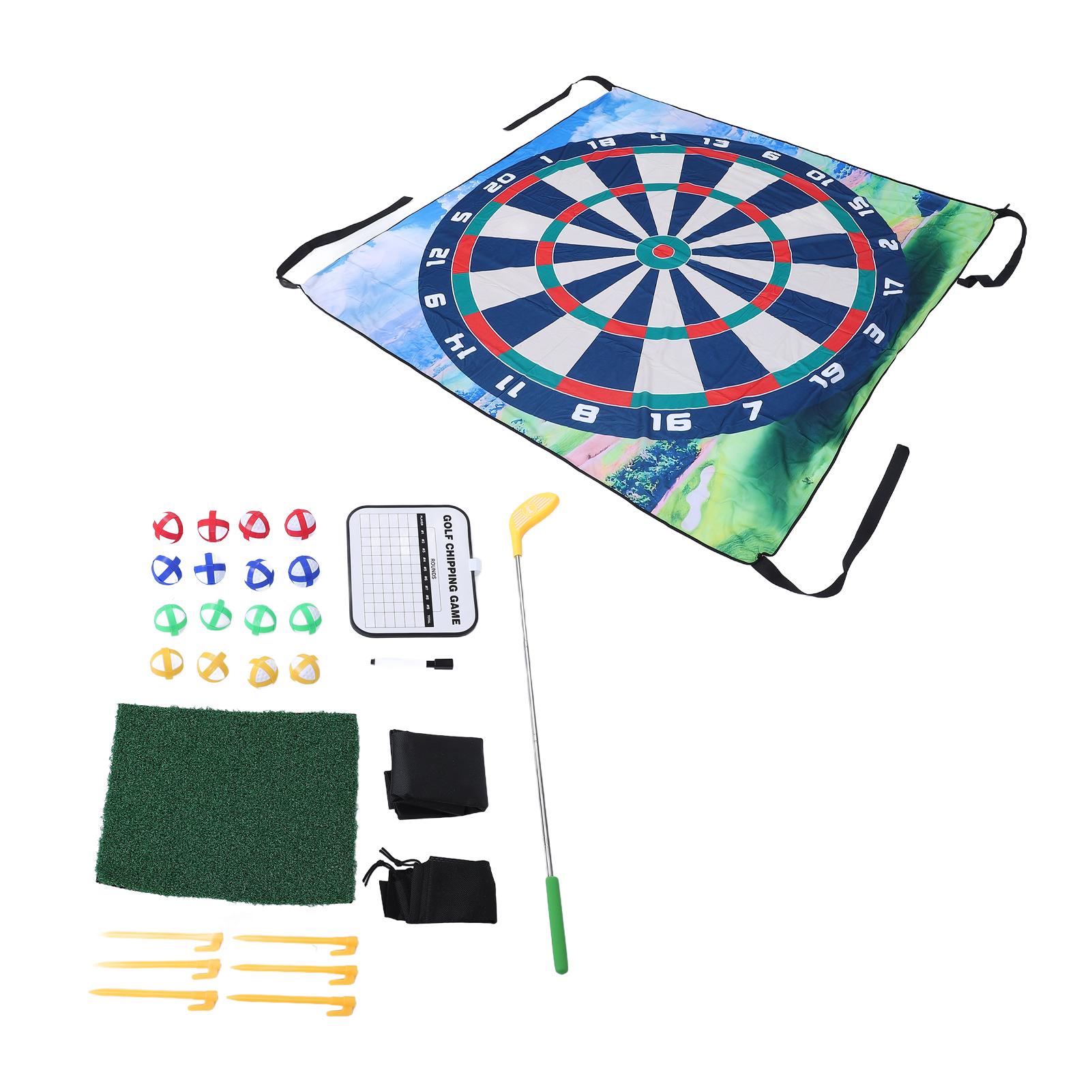 

Chipping Game Set Portable Club Hitting Mat 4 Colors Sticky Balls Gound Stakes Scoreboard Bags for Indoor Outdoor
