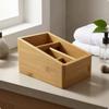 Desktop Organizer Box Fixed Dividers Bamboo Storage Open Top Desk Drawer
