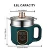 Hot Pot Electric with Steamer Portable Nonstick Frying Pan 1.8L Non-stick Cooking Pot for Pasta/Soup/Steak/Egg/Oatmeal