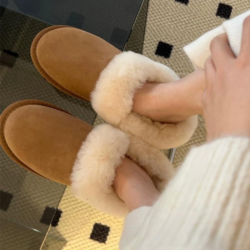 Northeast short boots snow boots women's winter fur integrated 2025 new one-pedal lazy fluffy shoes velvet cotton shoes