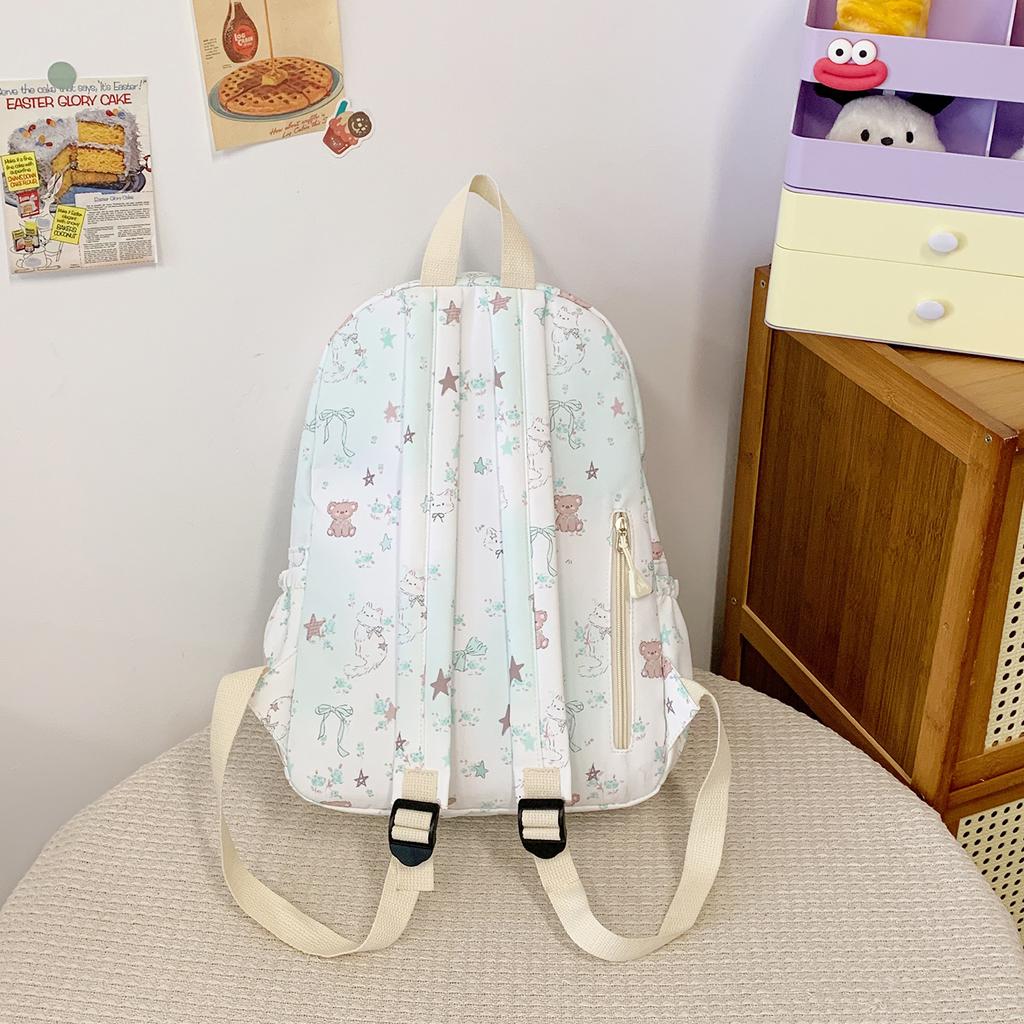 The Schoolbag Is High-value, Fresh and Cute, and the Printed Back Is Casual for Junior High School Students. It Is Simple, Light and Versatile.