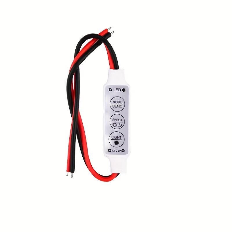 3-button Mini Monochrome Strobe Controller for LED Strip Lights, LED Light Strings, Manual Online Dimmer