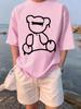 The Melting Cartoon Bear Prints TShirts Womens Cotton Summer Short Sleeve Tees Soft Loose ONeck Tops Casual Womans Clothes