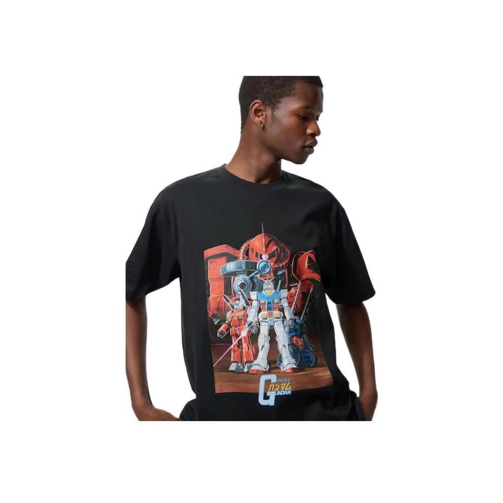 Uniqlo X Mobile Suit Gundam 45th Anniversary Collaboration SS25 Round Neck Graphic Letter Print Casual Short Sleeve T-Shirt Unisex T-Shirt 480143-09