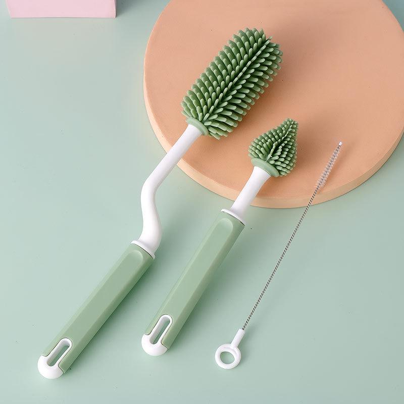 Silicone Rotating Baby Bottle and Nipple Brush Set