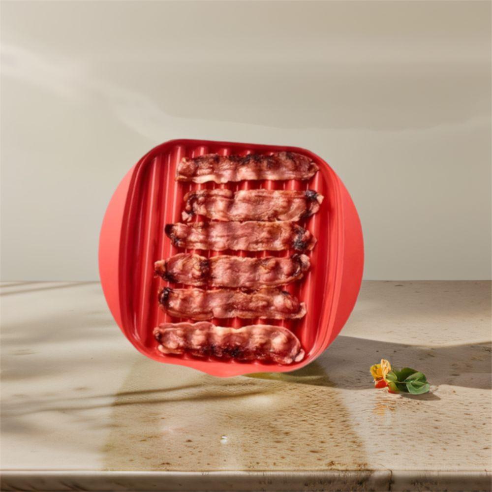 Wave Anti-stick Design Microwave Bacon Pan With Lid Microwave Bacon Cooker Bacon Tray Breakfast