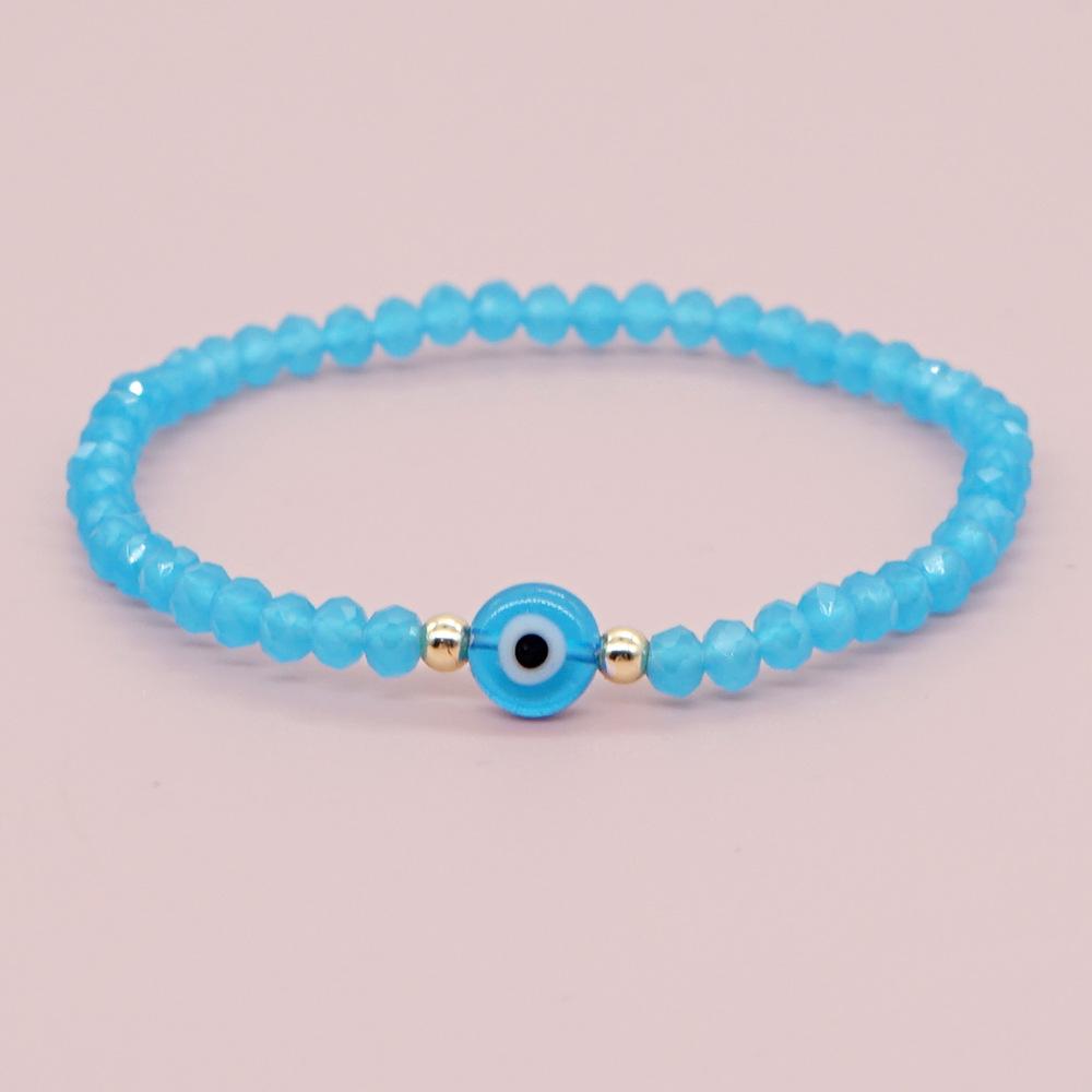 1pc Evil Eye Bracelet for Women Fashion Couple Jewelry Solid Colorful Faceted Crystal Beaded Bracelets Summer Jewellery Gift