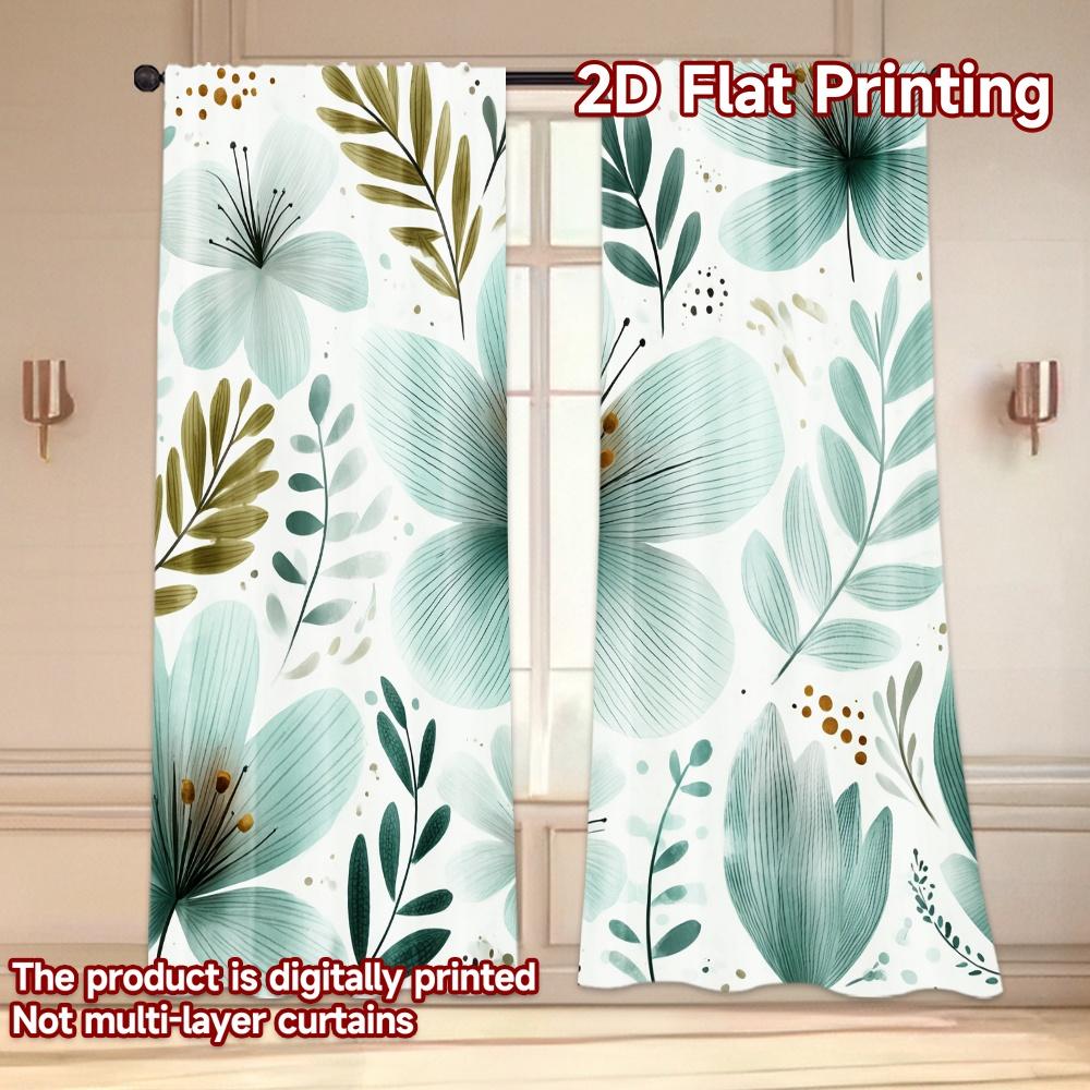 Set Of 2 Flat Printing Curtains Without Rod Floral Elegance Design Holiday Saint Patrick Is Day Printed Prints Curtain Polyester