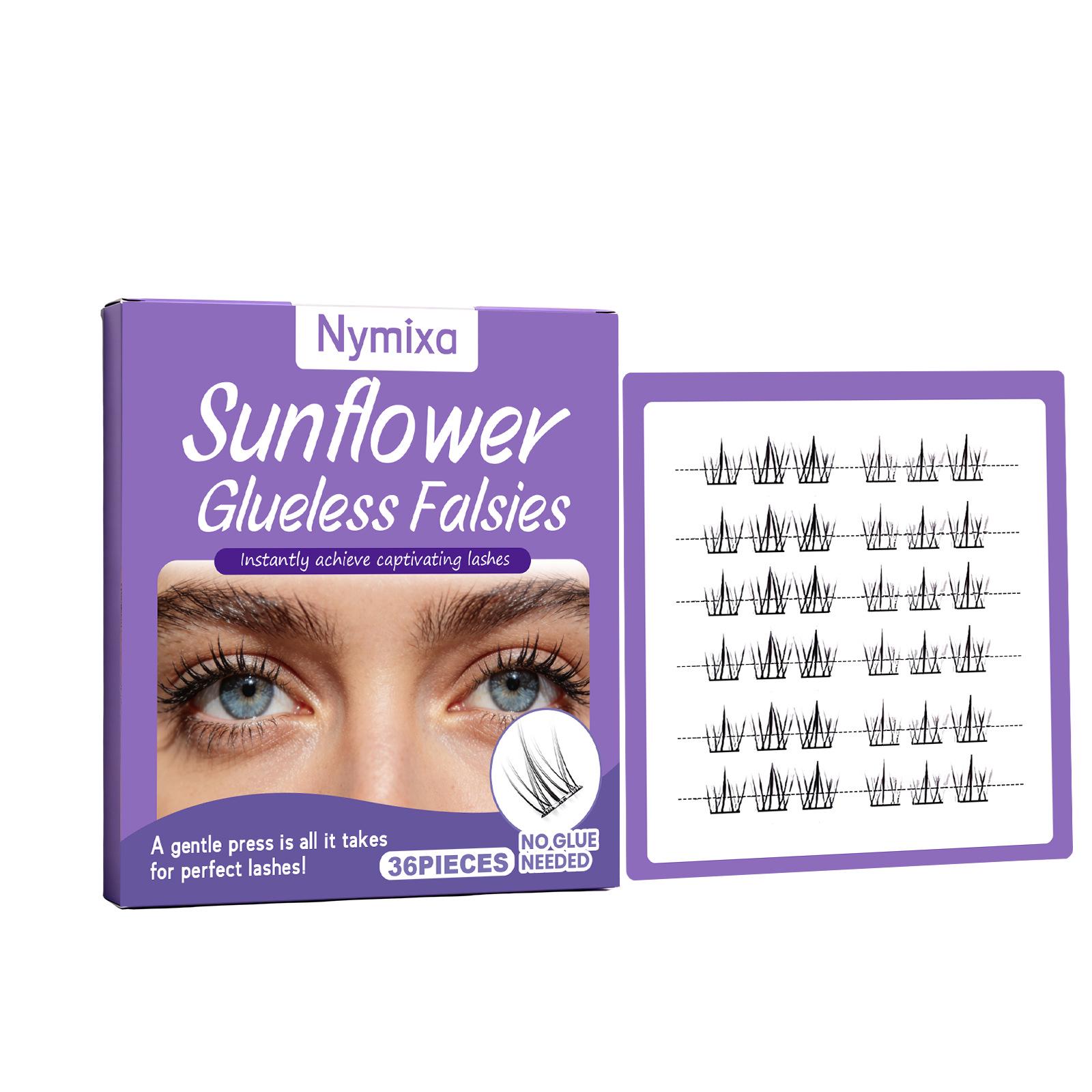 NYMIXA Self-Adhesive Natural Look Individual Cluster Eyelashes - Long-lasting Curl, Time-Saving.