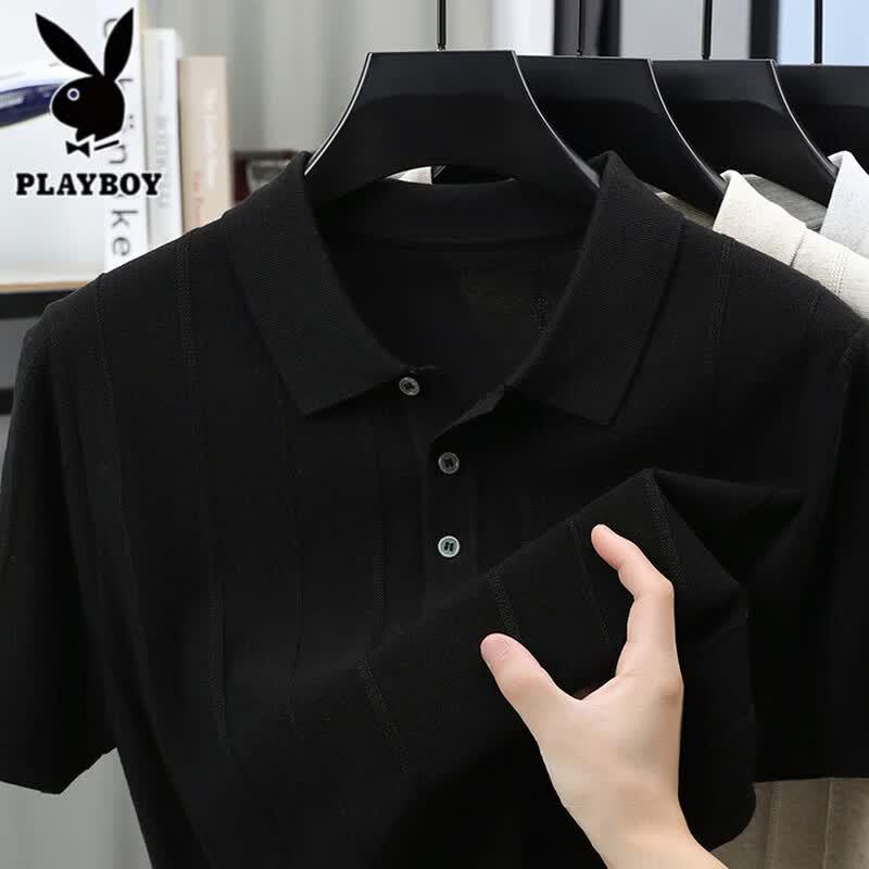 PLAYBOY Men s Knit Short Sleeve Polo Shirt H190 W90