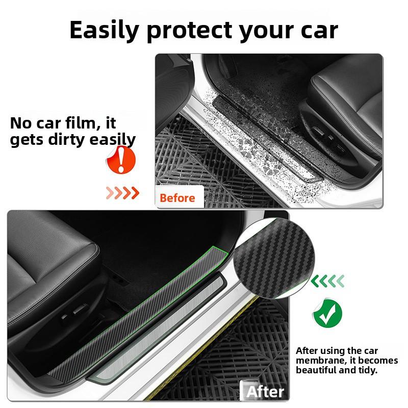 3D Carbon Fiber Car Sticker DIY Paste Protector Strip Car Door Sill Side Mirror Anti Scratch Tape Waterproof Protect Film