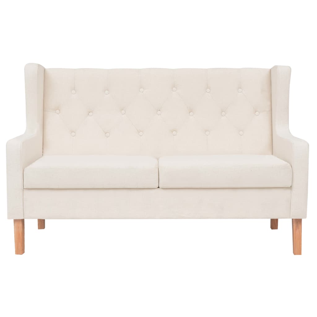 2 Seater Sofa Fabric Cream White