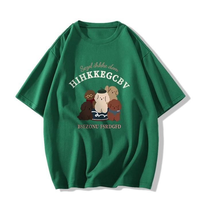 Cotton pudding dog short-sleeved t-shirt women's new casual summer loose design niche half-sleeved top