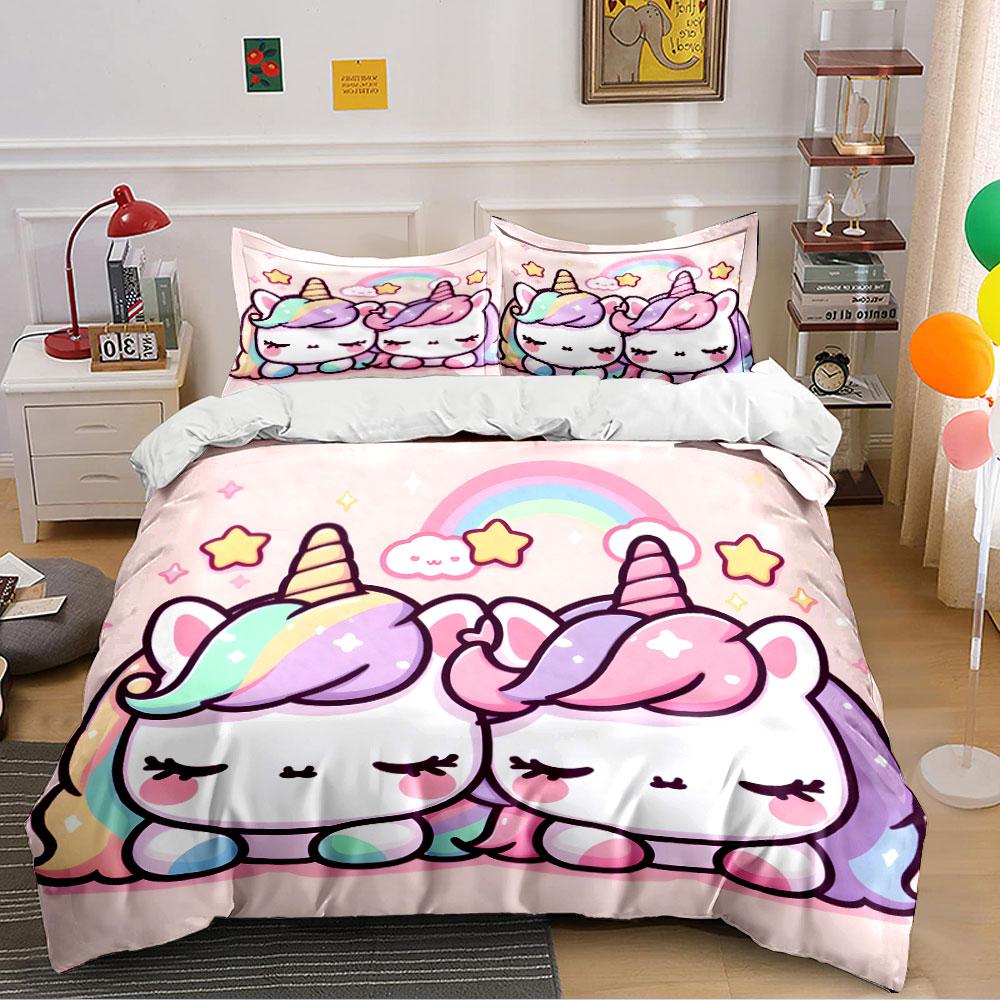Cute Unicorn Bedding Set Bedding Duvet Cover Set Duvet Cover Pillowcases (1 * Duvet Cover 2 * Pillowcases, without duvet insert)