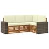 Outdoor Sofa Set with Cushions 4 Pcs Solid Acacia Wood