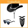 Makeup Costume Prop Set With Cowgirl Cowboy Hat Glasses And Bandana For Party Costumes
