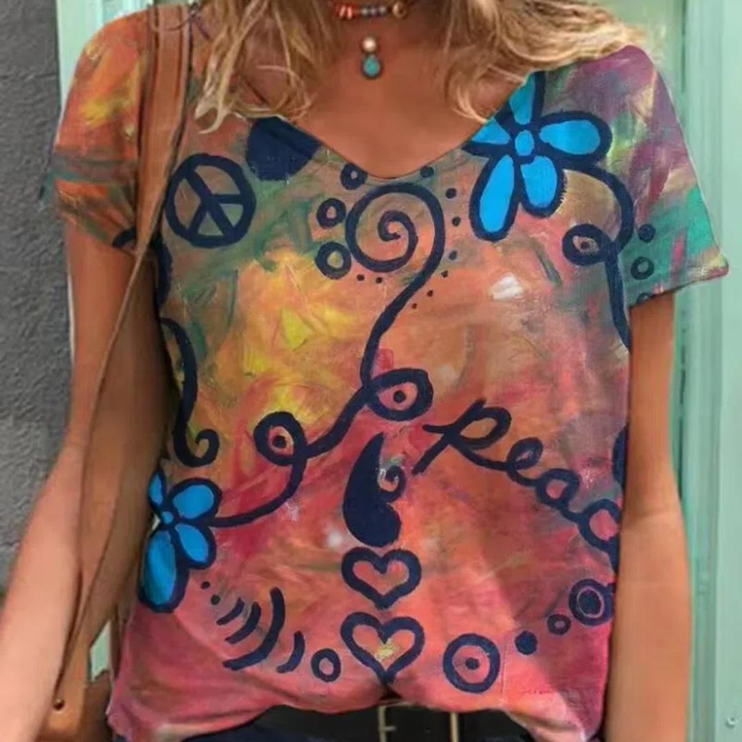 

Літні жіночі повсякденні футболки з коротким рукавом з 3D-принтом, вільний вуличний одяг, жіночі сексуальні пуловери з V-подібним вирізом, жіночі вільні топи L