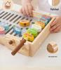 Children's Interactive Wooden BBQ Grill Role-Playing Toy with Building Blocks for Hand-Eye Coordination