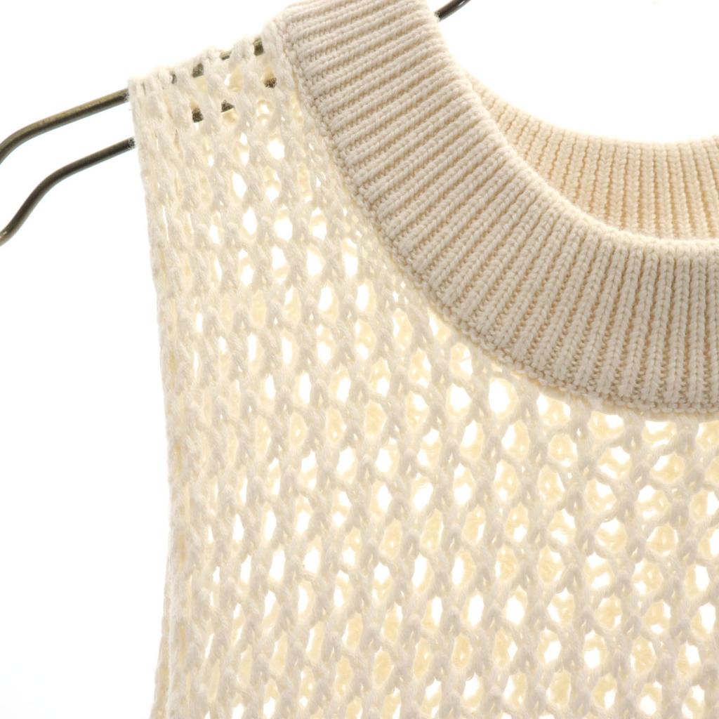 CABaN No Sleeve Crochet Knit Long Dress F Ivory Women Used