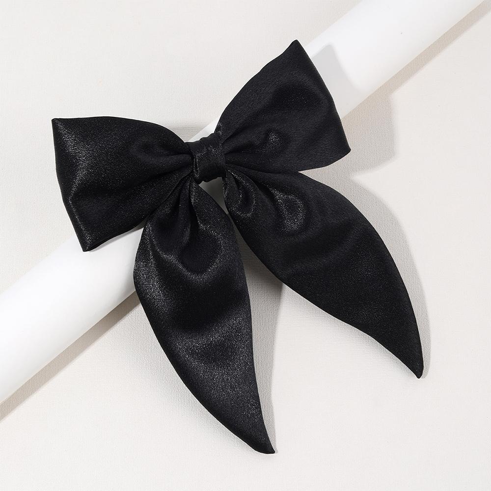 Chiffon Bow Hair Clip Women Medium Bowknot Satin Hairpin Barrettes Girls Solid Color Ponytail Hair Accessories Headwear Gift