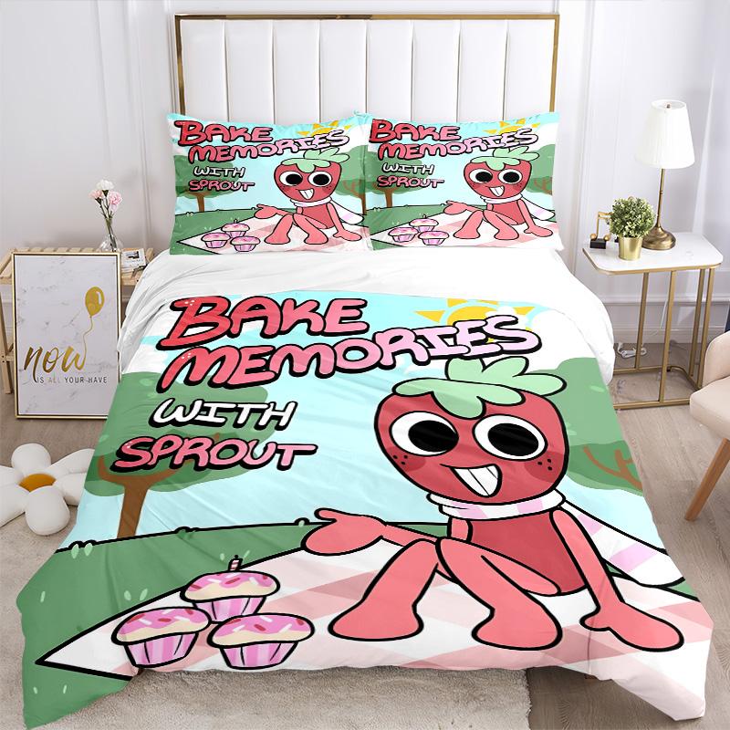 Memories Sprout Print 3Pcs Bedding Set,Duvet Cover with 2 Bedro,Pillowcase Home Birthday Gift