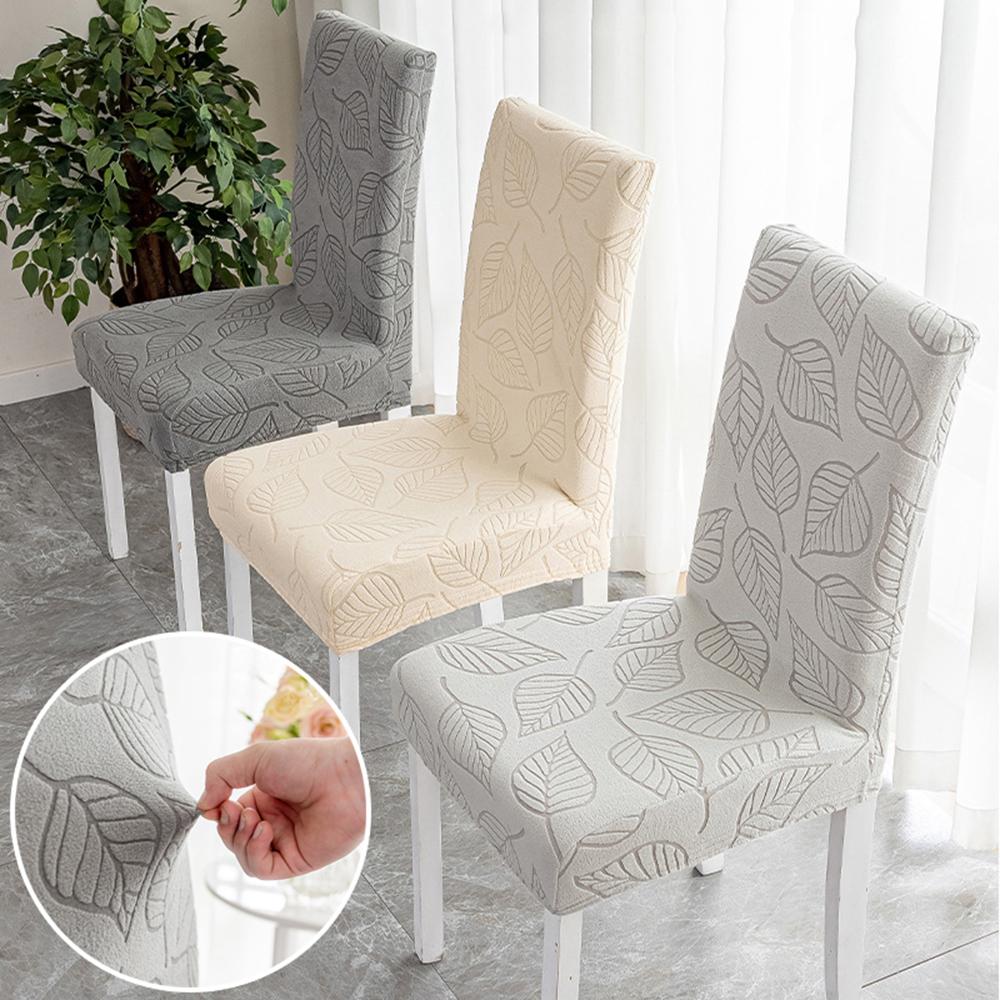 Leaf Jacquard Chair Cover Solid Elastic Dining Chair Cover Home Textile Seat Cover Wear-resistant Fashion