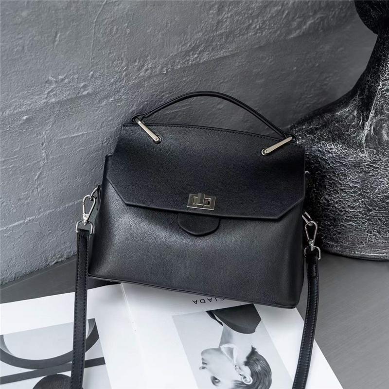 Hifashion Сумки-тоут из натуральной коровьей кожи для женщин 2025 Тренд Дизайнерские сумки-сатчел Кошельки Рабочие женские сумки через плечо Кроссбоди чёрный