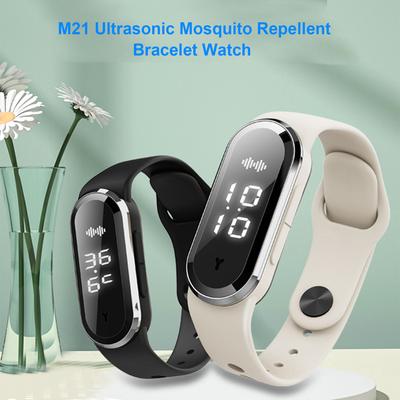 M21 Ultrassônico Repelente de Mosquitos Pulseira Relógio USB Anti Mosquito Repelente Pulseira Mata Insetos Pragas Repelente de Insetos Relógio de Pulso
