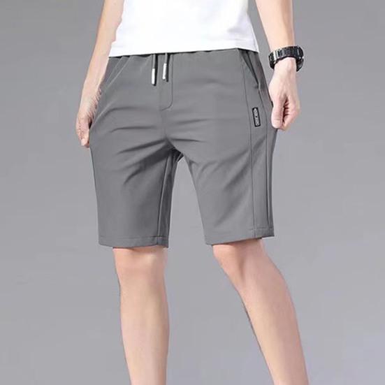 Sports Shorts Solid Color Straight Pattern Loose Type Elastic Waist Drawstring Casual Shorts Jogging Pants