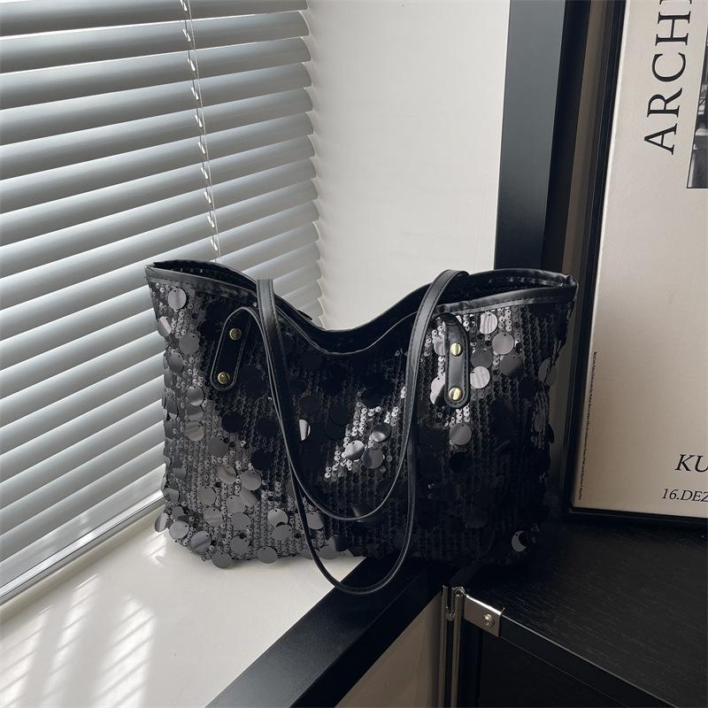 Modische paillettenbesetzte Tasche Damen 2025 neuer Nischen-Trend Eimer-Schultertasche Pendler vielseitig große Kapazität Tragetasche