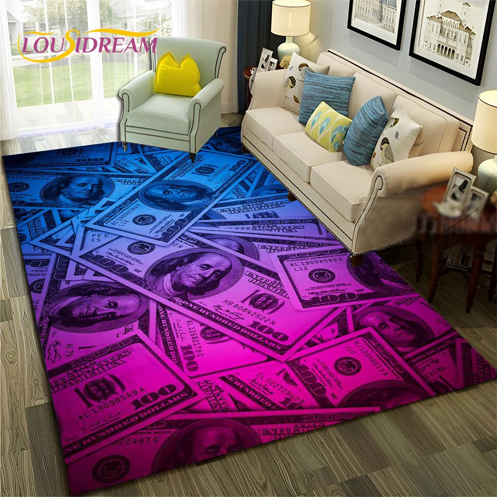 3D Dollar Euro Money  Rich Pattern Carpet Rug for Home Living Room Bedroom Sofa Doormat Decor,Child Area Rug Non-slip Floor Mat
