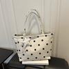 Women S Classic Polka Dot Canvas Tote Bag Large Capacity Shoulder Bag For Commute School