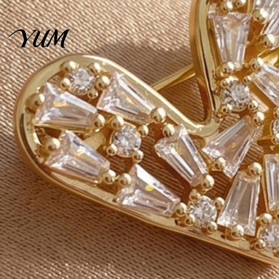 Heart Shape Brooch Mini Love Pin, Silver Golden Plated Clothing Decoration Pins Lapel Hats Bags Scarves Clothes Decorative Accessory Women Collar