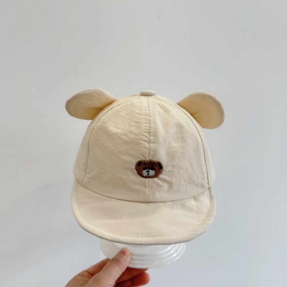 Little Bear Embroidery Kids Sun Hat Quick Drying Cartoon Bear Hat Duck Tongue Cap For Girls Boys