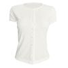 Fashionable Hottie Button Short Sleeve Ribbed Cardigan Top