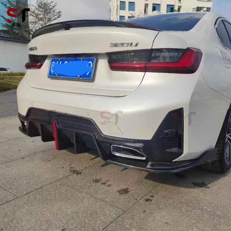 2023 BMW 3 Series G20/G28 Carbon Fiber V Style Rear Lip with Lighted Tail Corner Diffuser