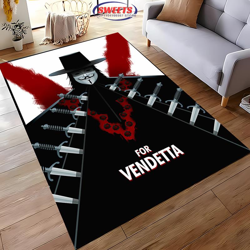 V for Vendetta Carpet! Bedroom Floor Mat, Living Room Bed Mat, Non-slip Exquisite Home Decoration, Durable Machine Washable Rug