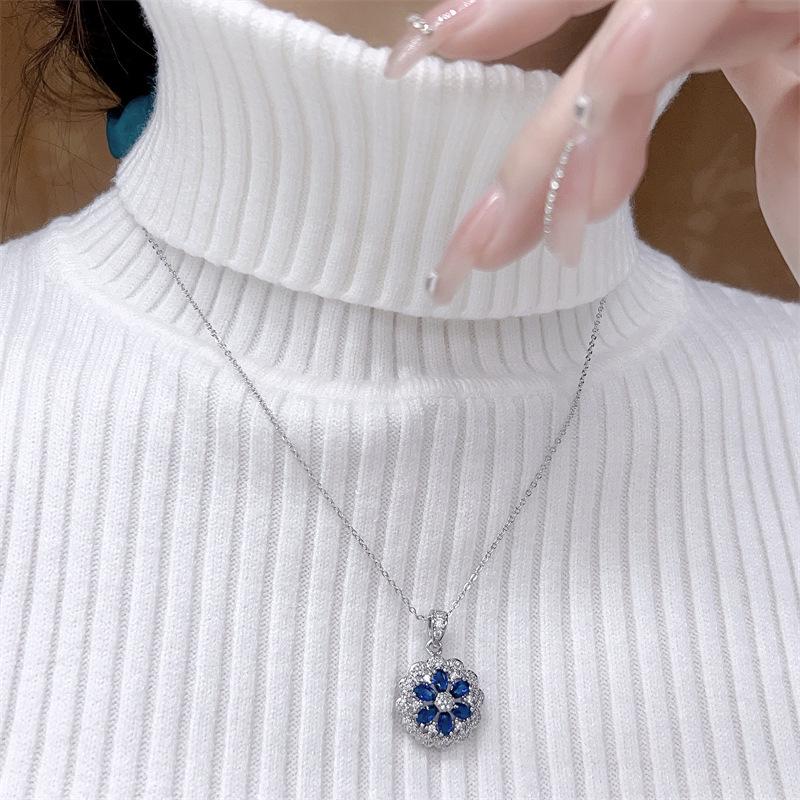 Sapphire & Gemstone Flower Set: Ring, Necklace, Earrings - Elegant, Versatile Fashion for Women