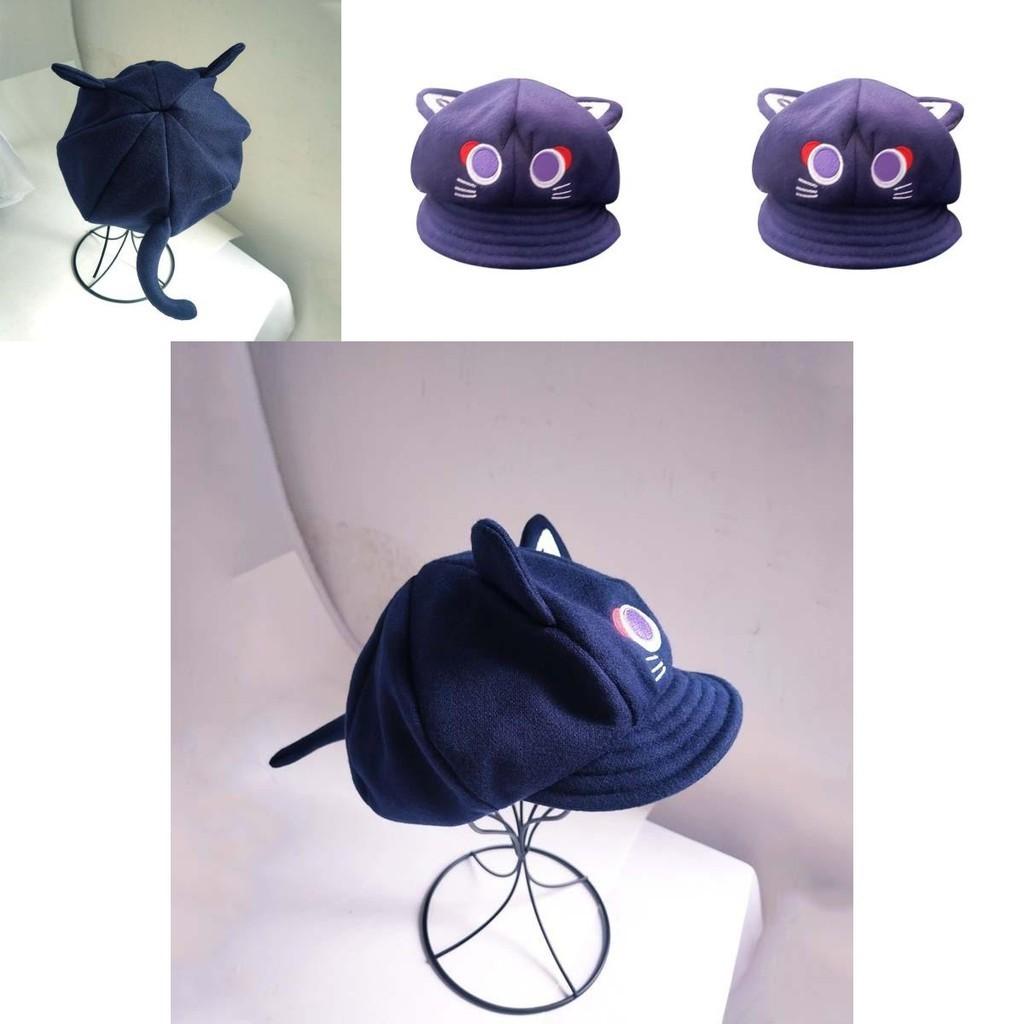 Cute Purple Cat Ear Beret Hat For Women All Seasons Warm Polyester Cotton Material