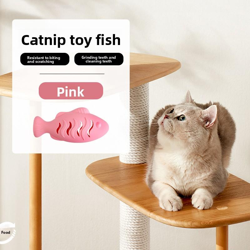 Katzenspielzeug zur Selbstunterhaltung und gegen Langeweile, Katzenminze Silikonfisch, Kätzchen Katzen-Zerrspielzeug, Kätzchen Zahnen, Haustier Katzen Zubehör
