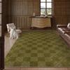 Green Striped Grid Area Rug Art Decor Living Room Carpet Soft Firm Coffee Table Mat Non-Slip Soundproof Cloakroom Floor Rug