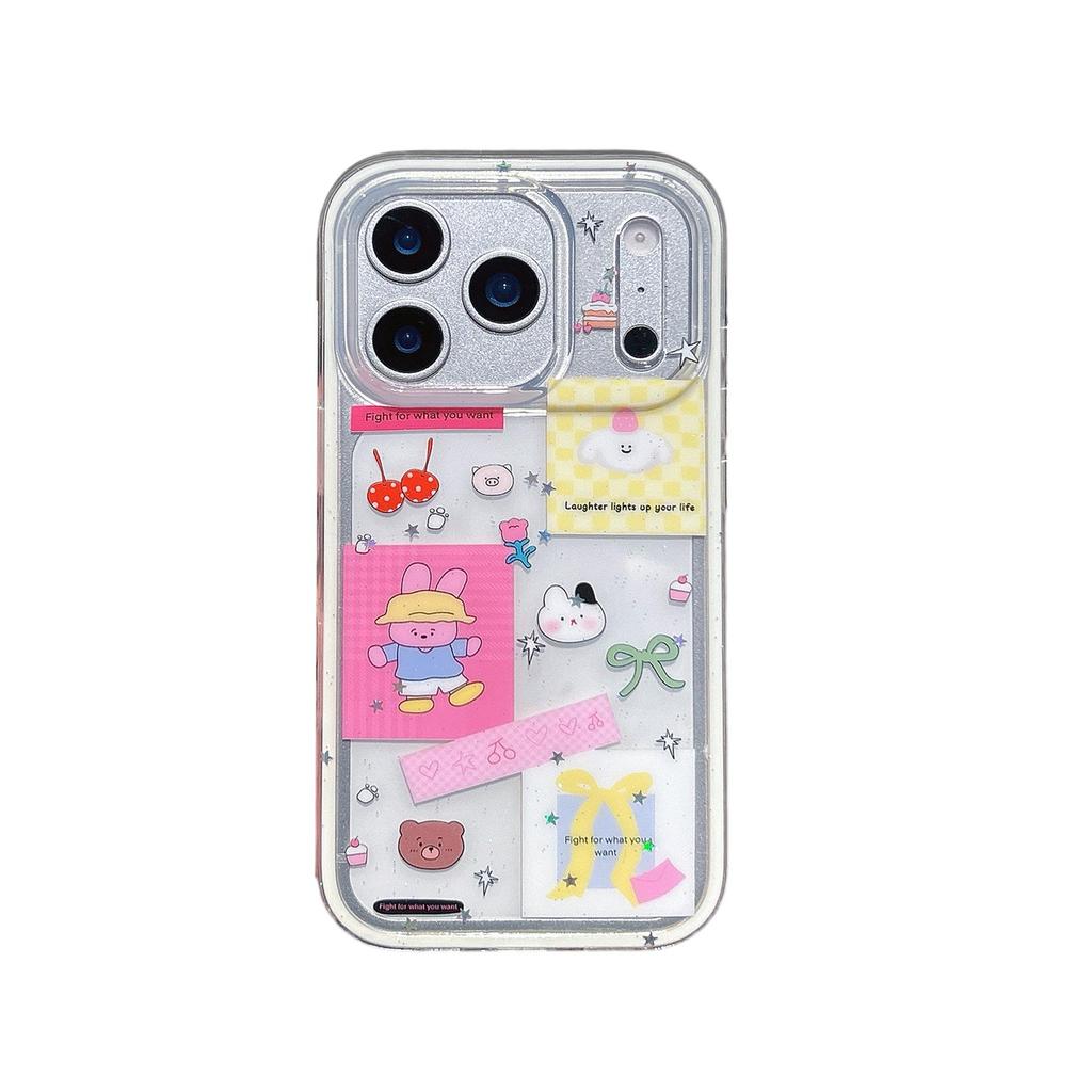Painted Bear iPhone 16 Pro Max Case: Two-in-One Transparent, Drop-Proof for iPhone 14/15/17