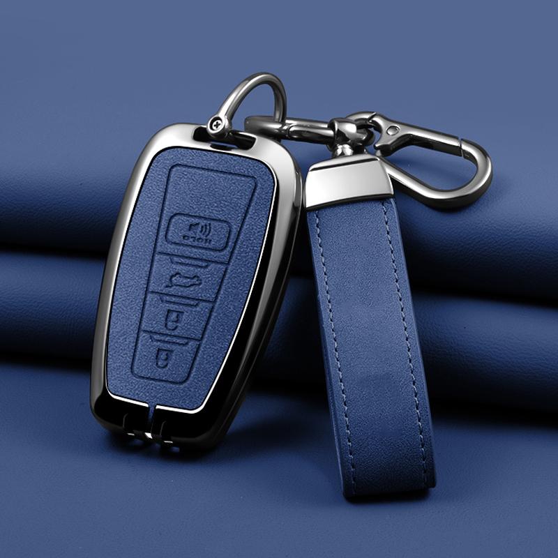 Zinc Alloy Leather Car Key Cover Housing Key Fob For Toyota Prius Camry Corolla C-Hr Chr Rav4 Land Cruiser Prado Key Fob