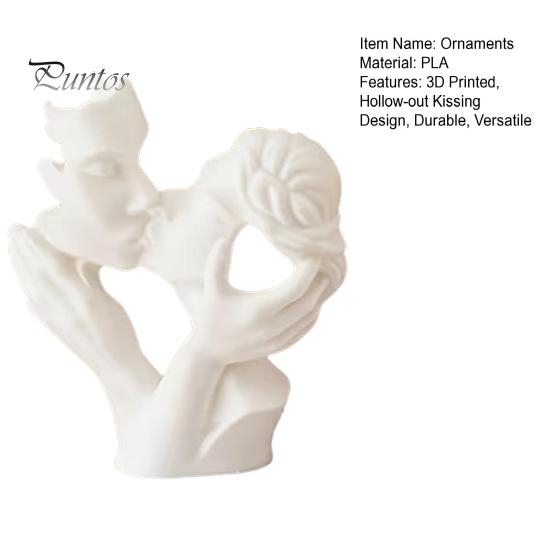 Living Room Art Piece 3D Printed Kissing Couple Figurine, Romantic Hollow-out Statue with Wide Solid Stable Base, Modern Delicate Carved Figurine
