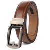 [BIGHAS] Men's Business Belt, Large Size, Gentleman's Belt, Auto-Lock, Suit Belt, Genuine Leather, No Holes, Infinitely Adjustable, Long, 3cm Wide