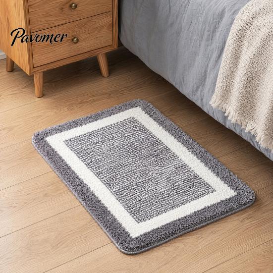 Anti Curl Bathroom Rug Anti-Slip Mat, Ultra Soft Water-Absorbent Fiber Bath Non-Slip Water Absorbent Mat Thick Cushioned Floor for Tub Home